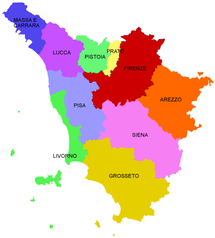 mappa provincie Toscana