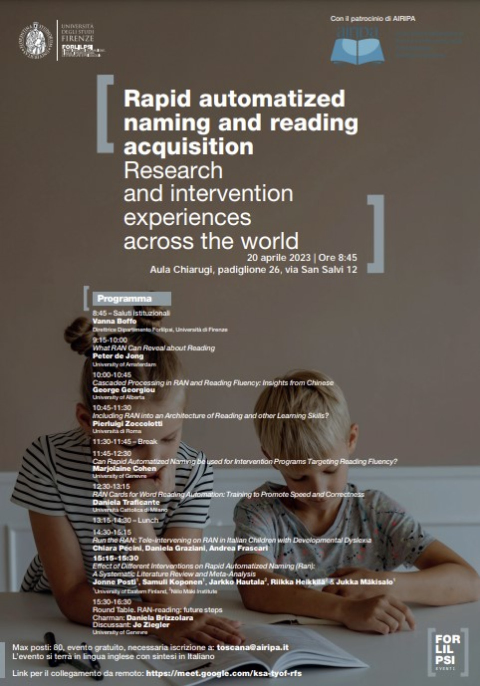 immagine articolo Evento FORLILPSI Lingua inglese: Rapid automatized naming and reading acquisition. Research and intervention experiences across the world. 