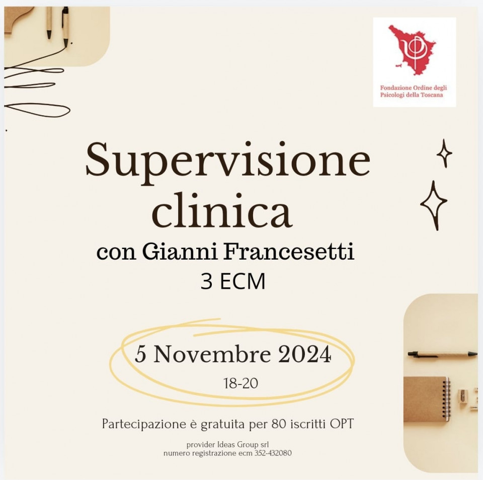 immagine articolo Supervisioni cliniche Fondazione OPT - Prof. GIANNI FRANCESETTI 