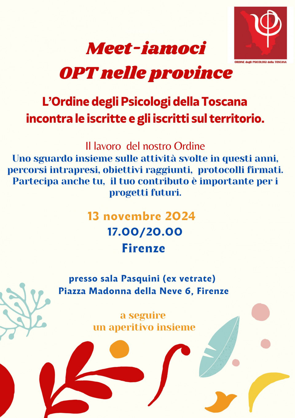 immagine articolo Meet-iamoci a Firenze l Ordine degli Psicologi della Toscana incontra le iscritte e gli iscritti sul territorio.